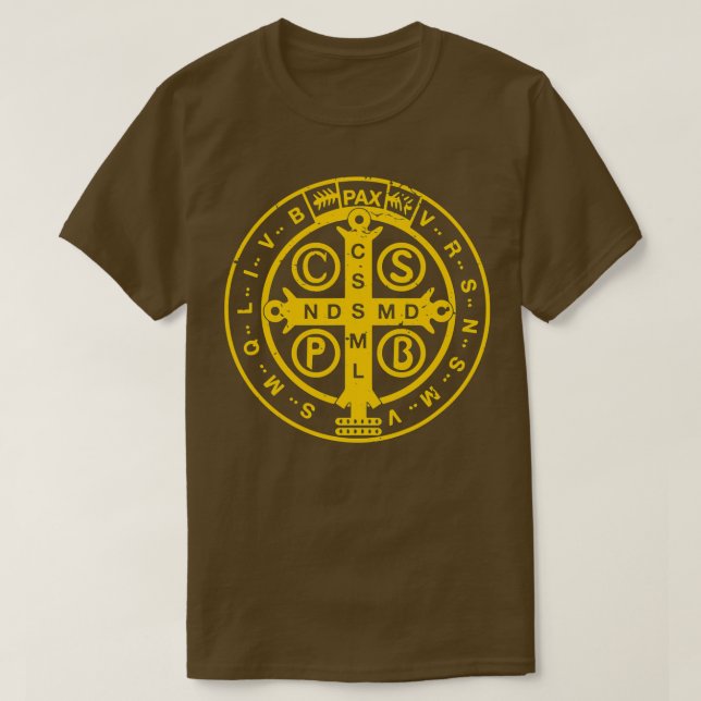Religiösa Catholik St Benedict Medal T Shirt (Design framsida)