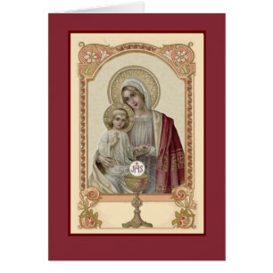 Religiösa Catholik Virgin Mary Eucharist Prayer Hälsningskort
