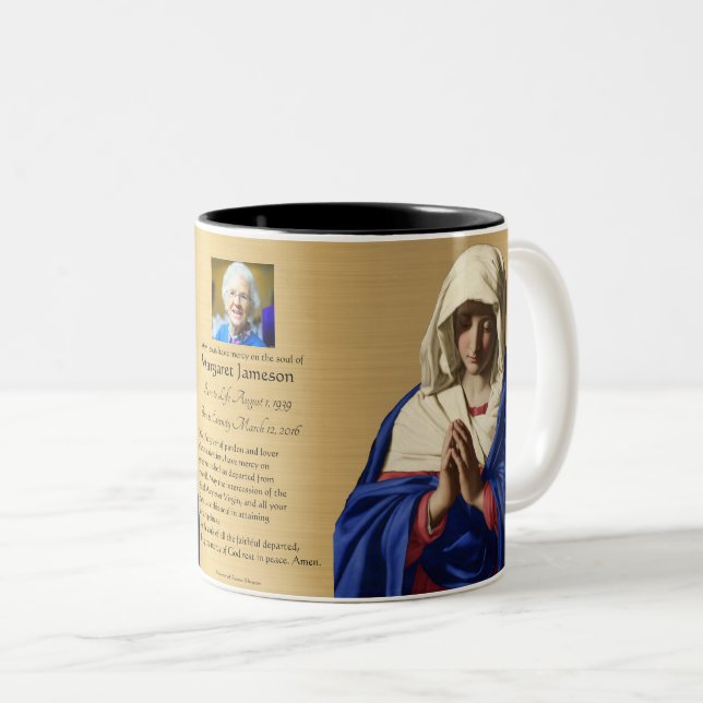Religiösa Catholik Virgin Mary Funeral Memorial Två-Tonad Mugg (Framsida höger)