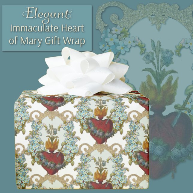 Religiösa Catholik Virgin Mary Immaculate Heart Presentpapper (Traditional Catholic Sorrowful and Immaculate Heart of Mary Gift Wrap)