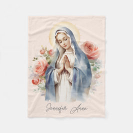 Religiösa Catholik Virgin Mary med ro Fleecefilt