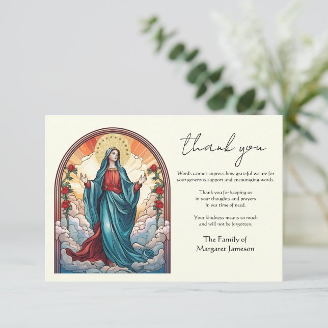 Religiösa Catholique Virgin Mary Condolence Tack Kort (Stående Fram)