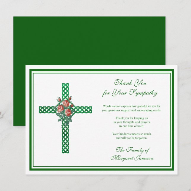 Religiösa Celtic Knoted Kor Ro Condolence Tack Kort (Fram/baksida)