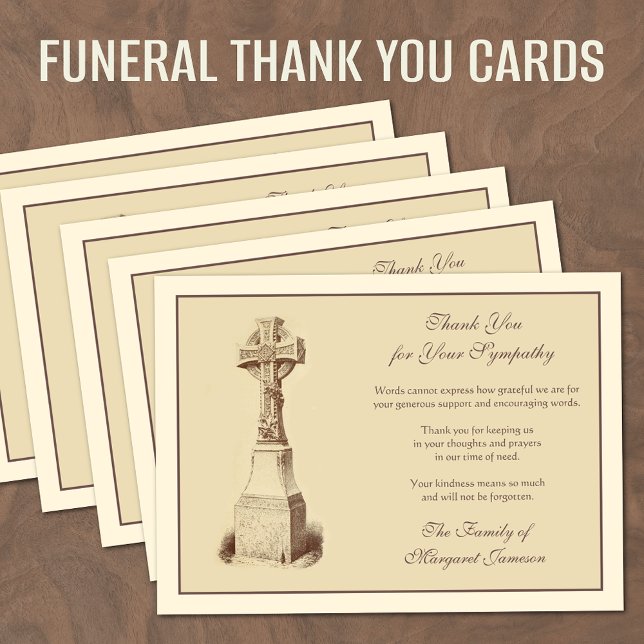 Religiösa Celtic Kor Funeral Condolence Sympathy Tack Kort (Celtic Cross Funeral Memorial Thank You Cards Sympathy and Condolences )