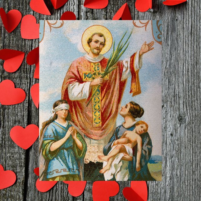 Religiösa Christian Catholik Saint Valentine Day Vykort (Vintage Religious Christian Catholic Saint Valentine Valentine's Day Postcard)