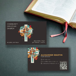 Religiösa Christian Church Kor QR Code Modern Visitkort