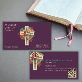 Religiösa Christian Church Kor QR Code Modern Visitkort