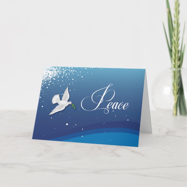 Religiösa Christian Elegant Peace Blue jul Kort (Framsida)