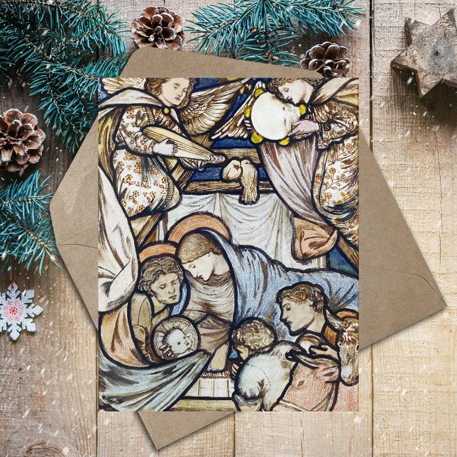 Religiösa Christian jul Ntivity Burne-Jones Helg Vykort (Religious Christian Catholic Christmas Nativity Scene by Burne-Jones Vintage Holiday Postcard)