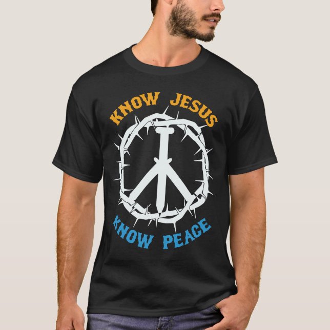 Religiösa Christian Know Jesus Know Peace Church L T Shirt (Framsida)