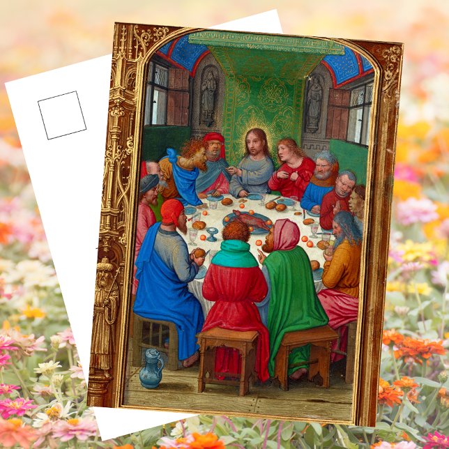Religiösa Christian, sista kvarteraren Jesus Påsk Helg Vykort (Jesus Christ Medieval Religious Christian Catholic The Last Supper Apostles Easter Holiday Postcard)