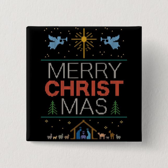 Religiösa Christian Ugly God jul Sweater Knapp (Framsida)