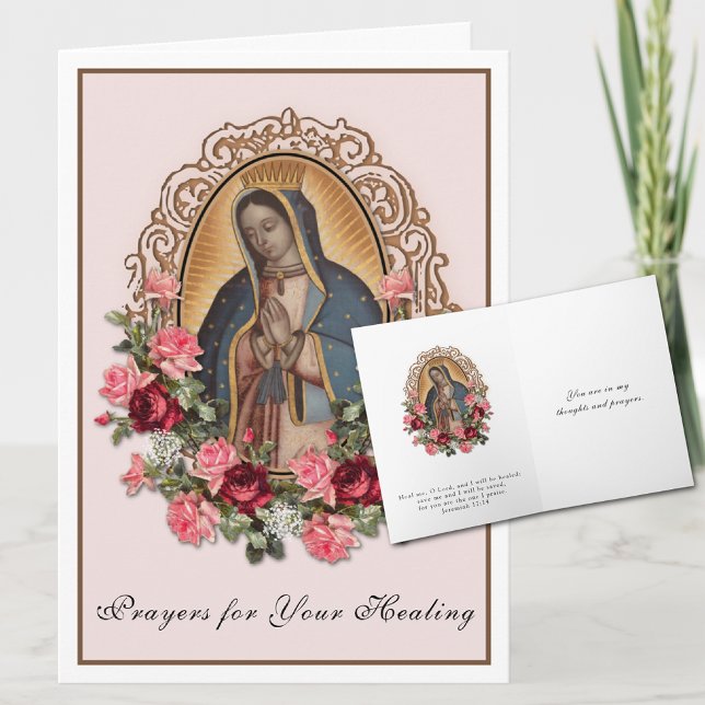 Religiösa Dam i Guadalupe för läkningskort Kort (Our Lady of Guadalupe Healing Prayer Greeting Get Well card)