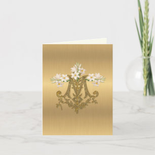Religiösa Elegant Guld Virgin Mary Lilies Kort