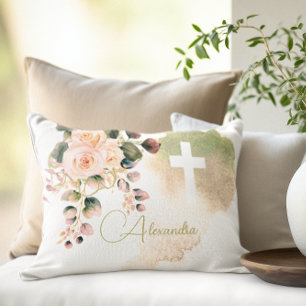 Religiösa Elegant Ro Rosa Tvättar Kor Prydnadskudde