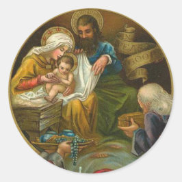 Religiösa Epiphany Jesus Mary Joseph Jul Runt Klistermärke