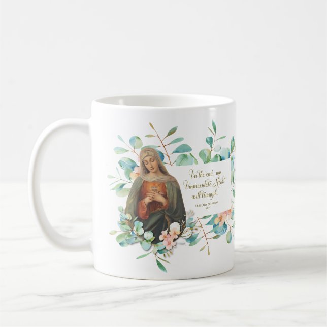 Religiösa Eucalyptus Immaculate Heart Mary Kaffemugg (Vänster)