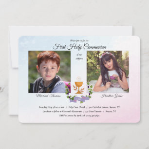 Religiösa för blå och Rosa foto Inbjudningar