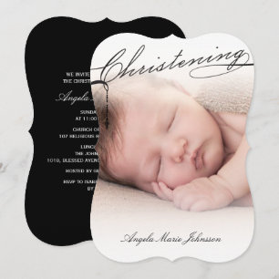 Religiösa för Black Scripted Christening Kor Photo Inbjudningar
