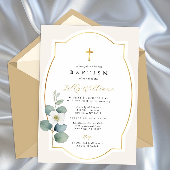 Religiösa för Elegant för klassisk Guld Kor-baptis Inbjudningar (Elegant Baptism Invitation )