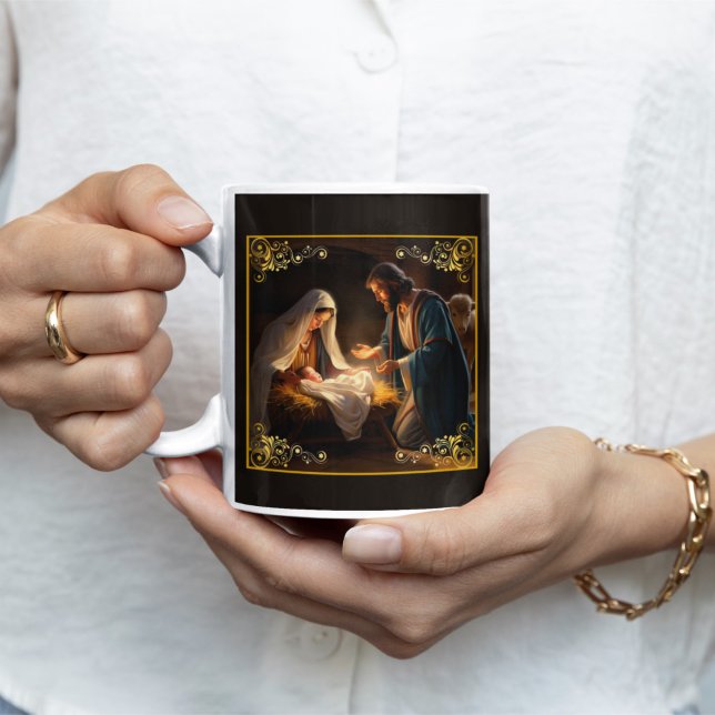 Religiösa för jultomhet i Heligan Familj Kaffemugg (Skapare uppladdad)