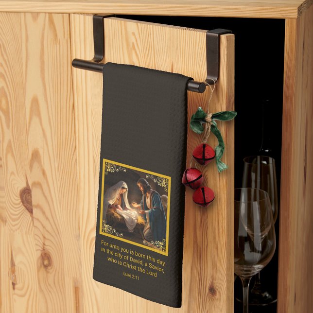 Religiösa för jultomhet i Heligan Familj Kökshandduk (Skapare uppladdad)