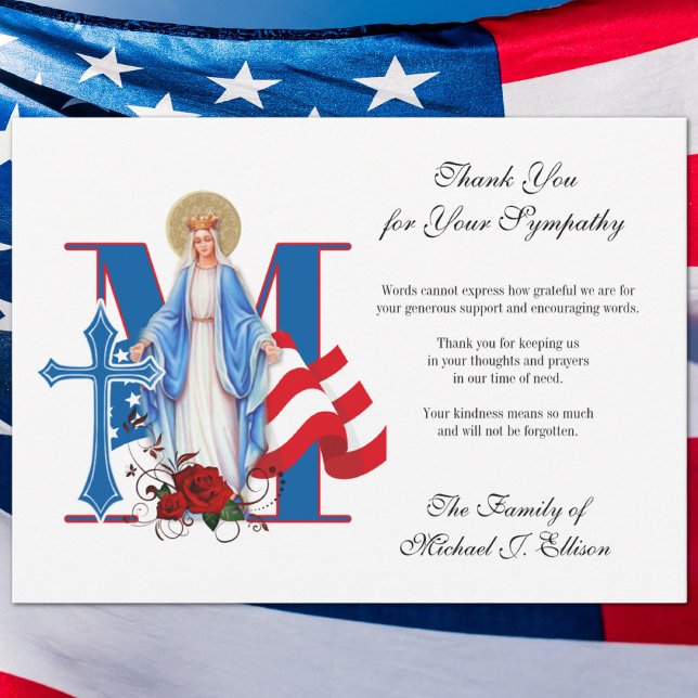 Religiösa för militärbegravningskort tack kort (Traditional Catholic Funeral Memorial Prayer Card)