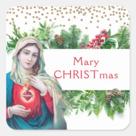 Religiösa från Julkatolska Jungfru Mary Fyrkantigt Klistermärke