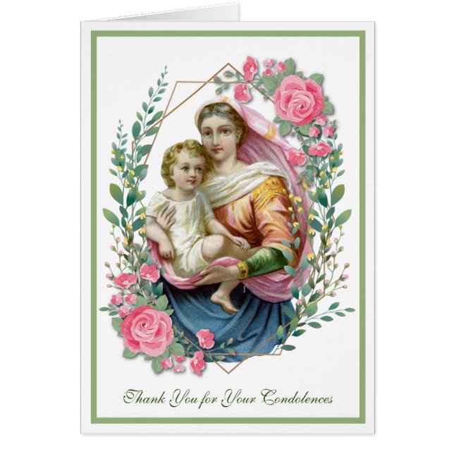 Religiösa Funeral Sympathy Virgin Mary Tack Hälsningskort (Framsidan)