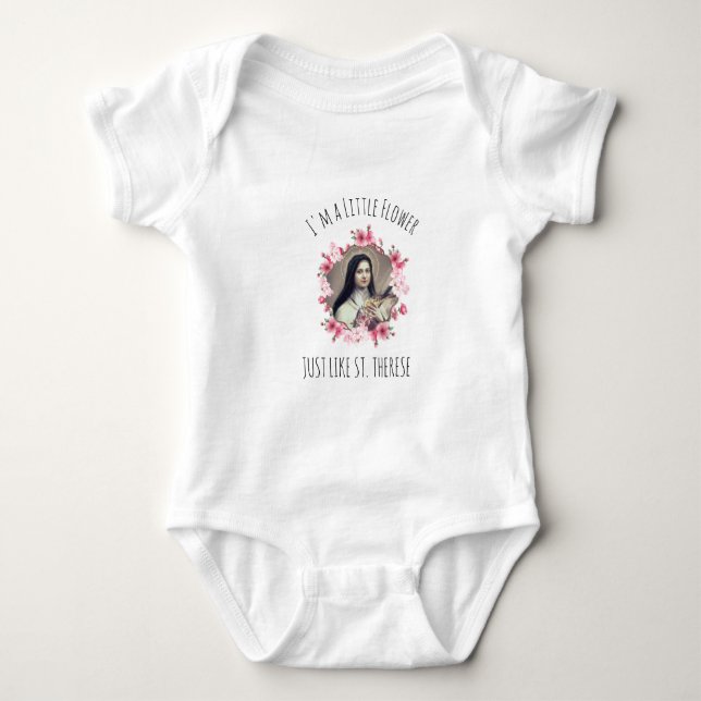 Religiösa Girl Baby St. Therese Rosa ros T Shirt (Framsida)