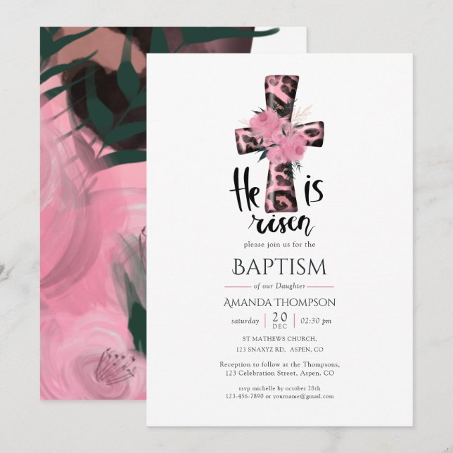 Religiösa Girly Christian Baptism-inbjudan Inbjudningar (Fram/baksida)