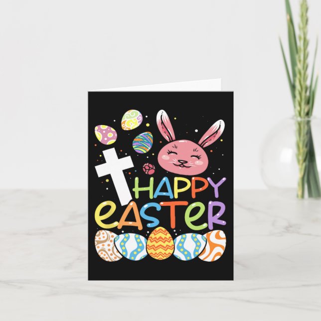 Religiösa Glad påsk Bunny Rabbit Eggs Jesus Cro Kort (Framsida)