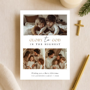 Religiösa Glory to God Heliga jul Photo Guld Julkort