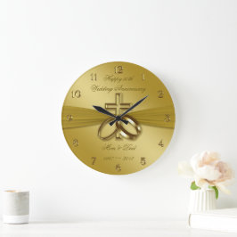 Religiösa Golden 50:e Bröllop-årsdagen Clock Stor Klocka