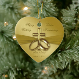 Religiösa Golden 50:e Bröllop-årsdagen Ornament