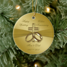 Religiösa Golden 50:e Bröllop-årsdagen Ornament