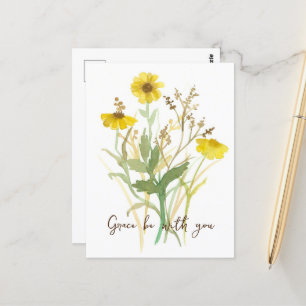 Religiösa Grace ska vara med dig Gula blommor Vykort