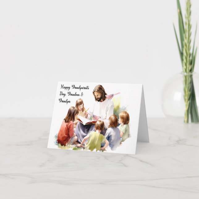 Religiösa Grandföräldrar Day Card God & Children Tack Kort (Framsida)