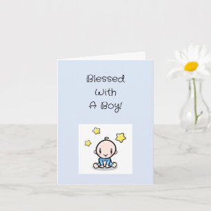 Religiösa gratulationer för babypojke med text, kort