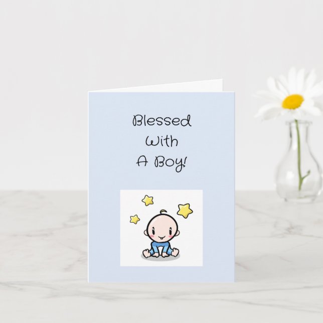 Religiösa gratulationer för babypojke med text,  kort (Liten växt)