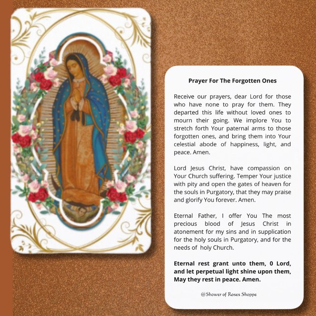 Religiösa Guadalupe Purgatory Prayers Heliga Card Placeringskort (Skapare uppladdad)