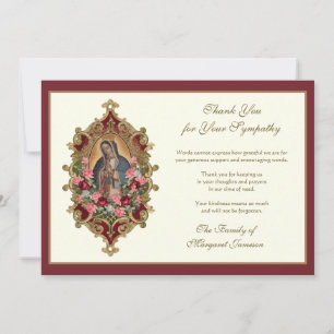 Religiösa Guadalupe Virgin Mary Condolence Tack Kort