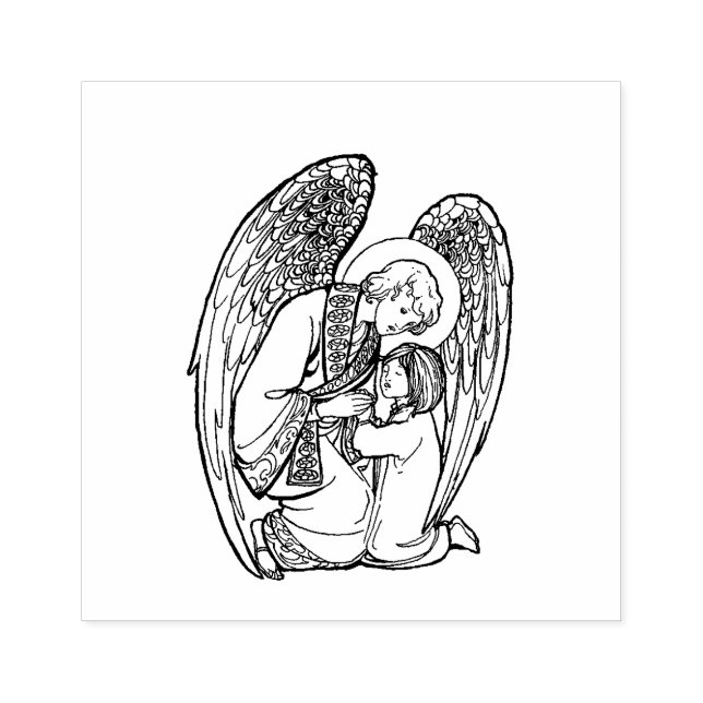 Religiösa Guardian Angel med Child Stämpel (Tryck)