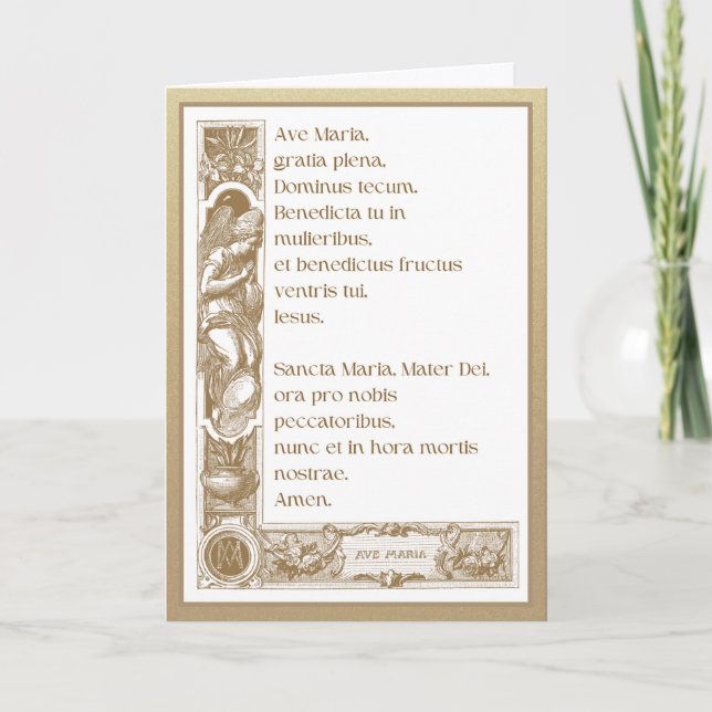Religiösa Guld AVE MARIA Virgin Mary Elegant Card Kort (Framsida)