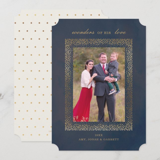 Religiösa Guld julfotkort Inbjudningar (Fram/baksida)