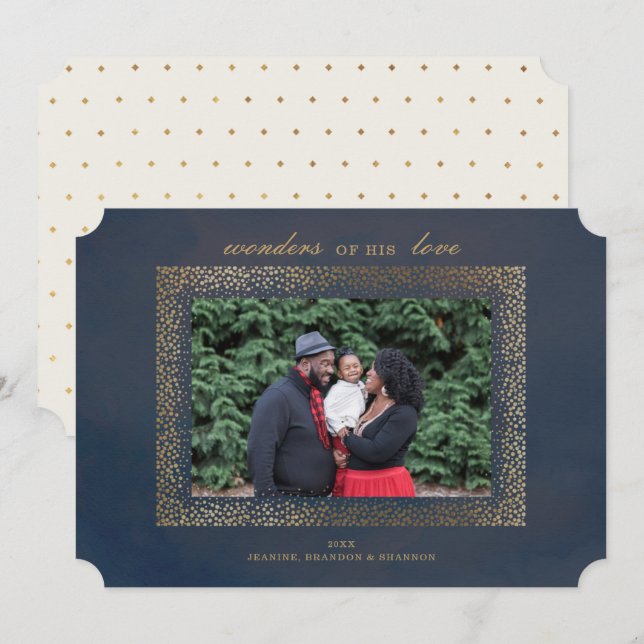 Religiösa Guld julfotoport Inbjudningar (Fram/baksida)