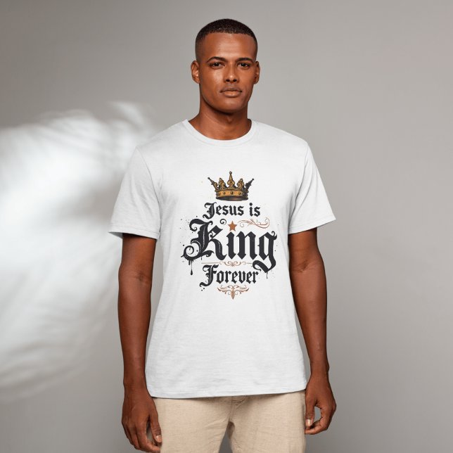 Religiösa Guld Krona Jesus är Kung för alltid T Shirt (Religious Gold Crown Jesus Is King Forever T-Shirt)