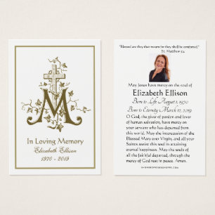 Religiösa Guld Marian Kor Funeral Prayer Visitkort