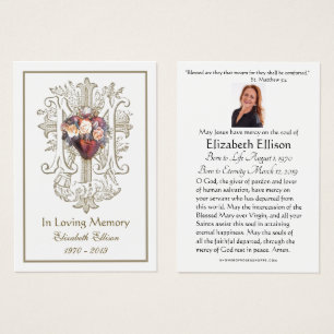 Religiösa Guld Marian Kor Heart Funeral Prayer Visitkort