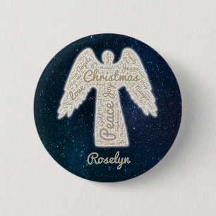 religiösa guld typografängel knapp
